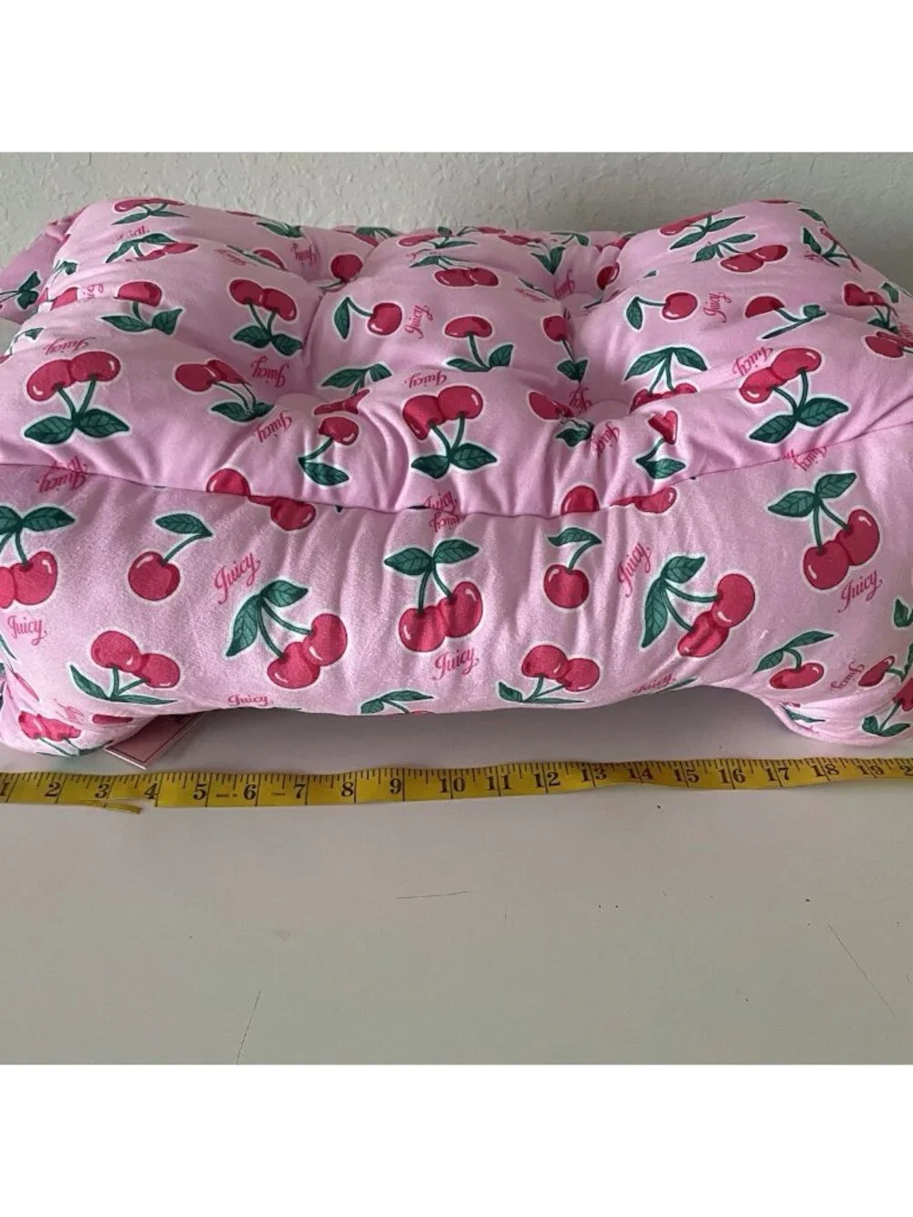 Juicy Couture Velour Cuddler Dog Pet Bed Cherries Cherry Pink 24” X 14” X 8” NEW